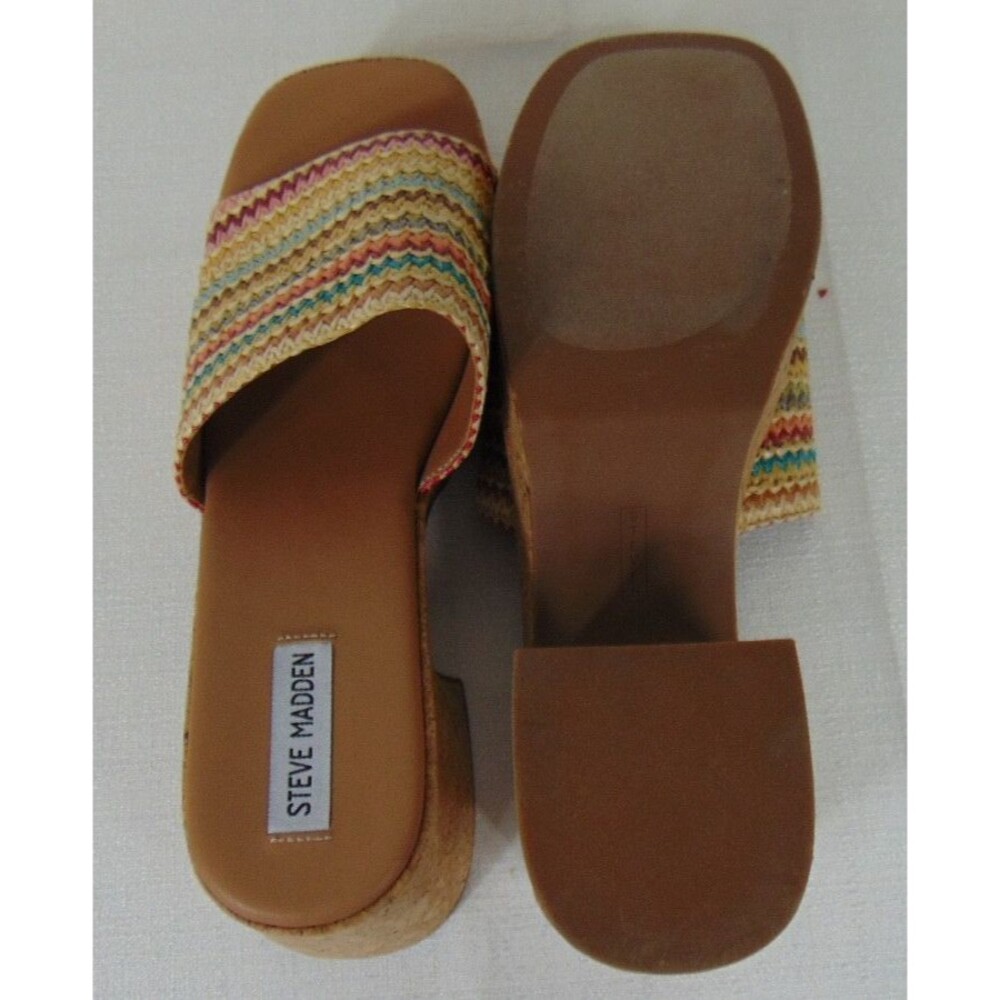 Steve Madden Canary Womens 11M Platform Sandals Raffia Chunky Slip On Mule 11 M - Picture 10 of 10
